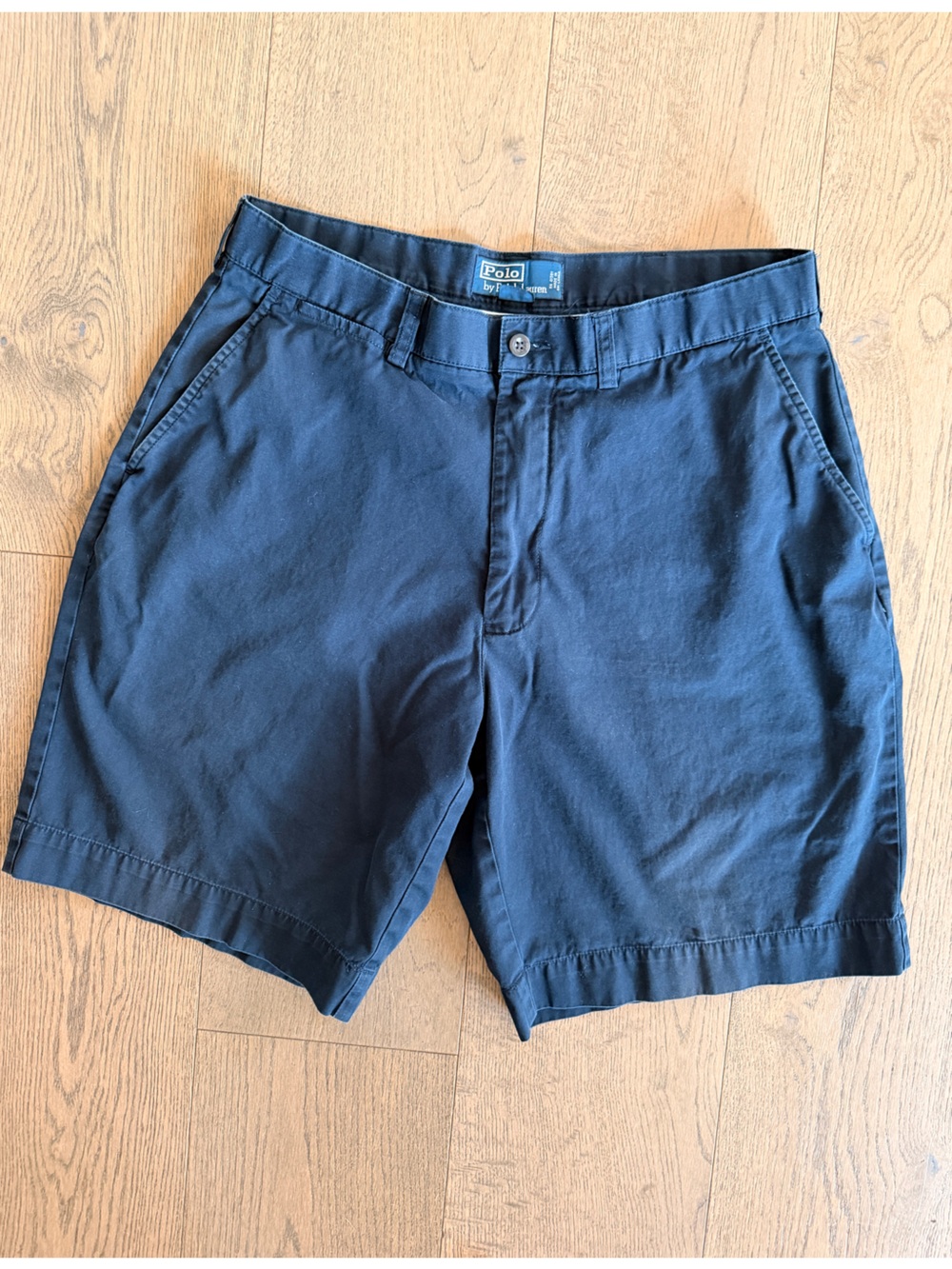 Polo by Ralph Lauren Navy Flat Front 100% Cotton Shorts with Red Pony